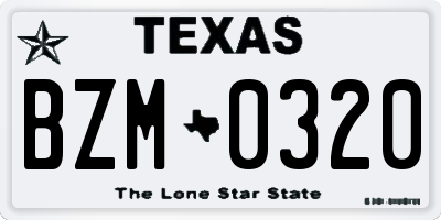 TX license plate BZM0320