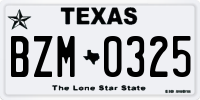 TX license plate BZM0325