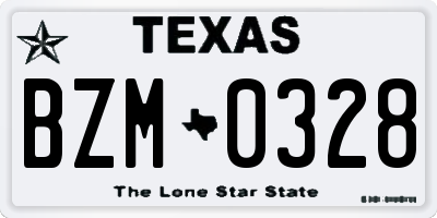 TX license plate BZM0328