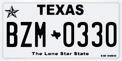 TX license plate BZM0330