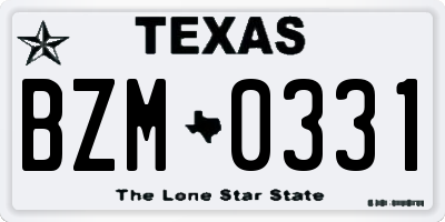 TX license plate BZM0331