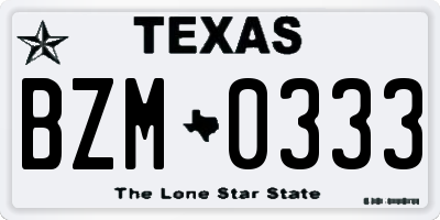TX license plate BZM0333