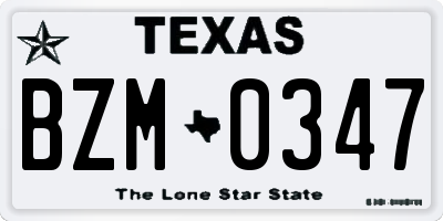 TX license plate BZM0347
