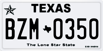 TX license plate BZM0350