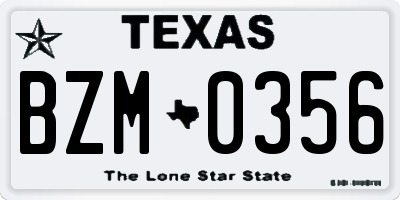 TX license plate BZM0356