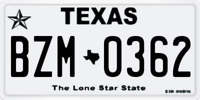 TX license plate BZM0362
