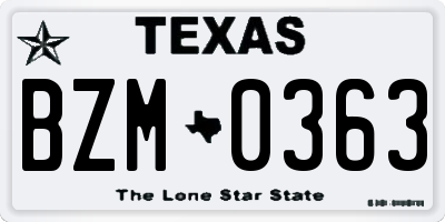 TX license plate BZM0363