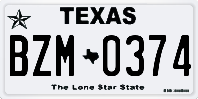 TX license plate BZM0374