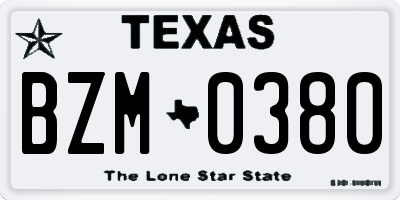 TX license plate BZM0380