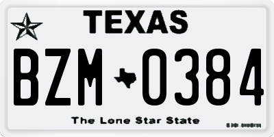 TX license plate BZM0384