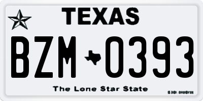 TX license plate BZM0393