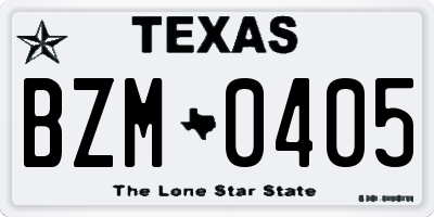 TX license plate BZM0405