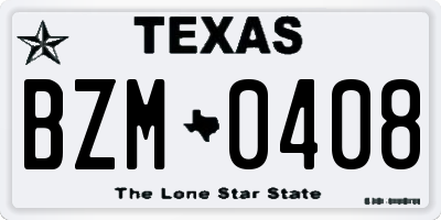 TX license plate BZM0408