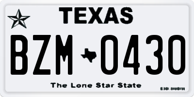 TX license plate BZM0430