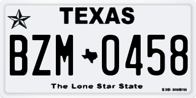 TX license plate BZM0458