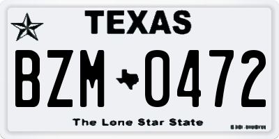 TX license plate BZM0472
