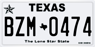 TX license plate BZM0474
