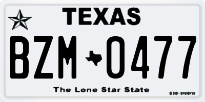 TX license plate BZM0477