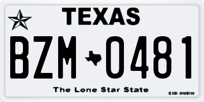 TX license plate BZM0481