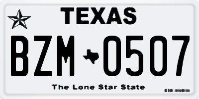 TX license plate BZM0507
