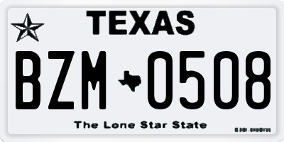 TX license plate BZM0508