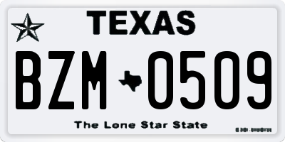 TX license plate BZM0509