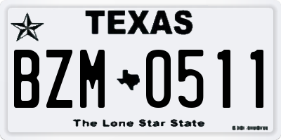 TX license plate BZM0511