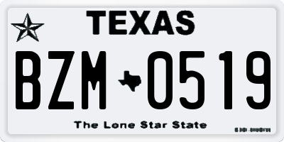 TX license plate BZM0519