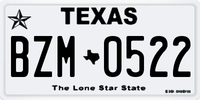 TX license plate BZM0522