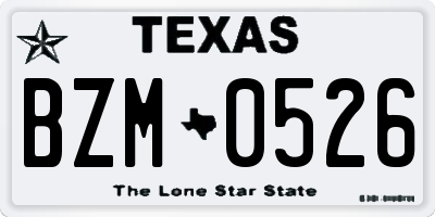 TX license plate BZM0526