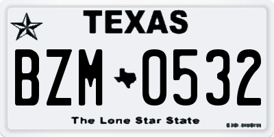 TX license plate BZM0532