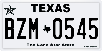 TX license plate BZM0545