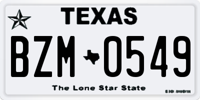 TX license plate BZM0549