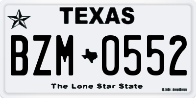 TX license plate BZM0552