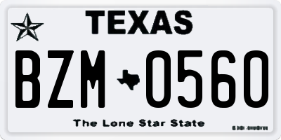 TX license plate BZM0560