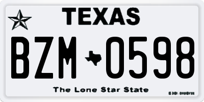 TX license plate BZM0598