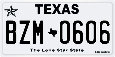 TX license plate BZM0606