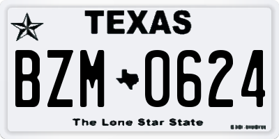 TX license plate BZM0624