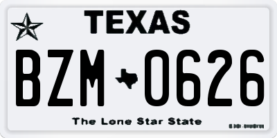 TX license plate BZM0626