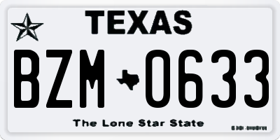 TX license plate BZM0633