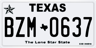 TX license plate BZM0637