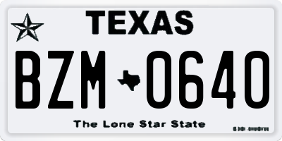 TX license plate BZM0640