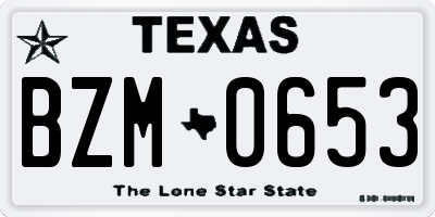 TX license plate BZM0653