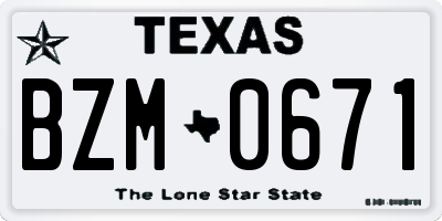 TX license plate BZM0671