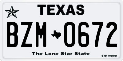 TX license plate BZM0672