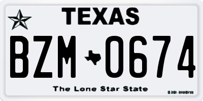 TX license plate BZM0674
