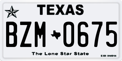 TX license plate BZM0675