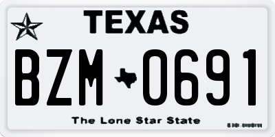 TX license plate BZM0691