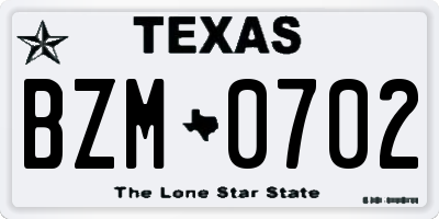 TX license plate BZM0702