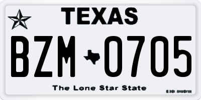 TX license plate BZM0705